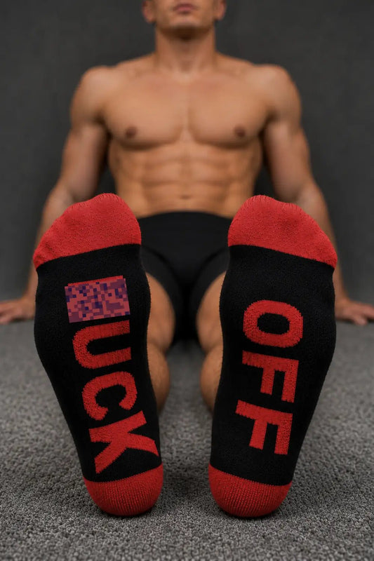 F_CK OFF Crew Socks. Black + Red - MSC114-YX - www.maskulo.berlin - Local store