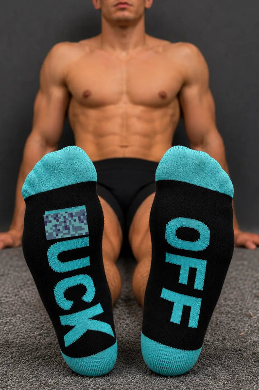 F_CK OFF Crew Socks. Blue Turquoise - MSC116-YX - www.maskulo.berlin - Local store