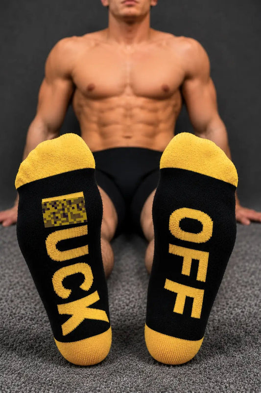 F_CK OFF Crew Socks. Yellow Yolk - MSC113-YX - www.maskulo.berlin - Local store