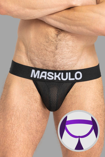 FISHER Jock with Mesh & BULGE - IN. Black - MJS152 - Y2 - www.maskulo.berlin - Local store
