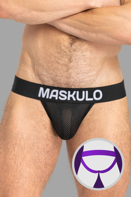 FISHER Jock with Mesh & BULGE - IN. Black - MJS152 - Y2 - www.maskulo.berlin - Local store