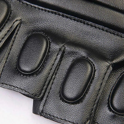 Fingerless PU leather gloves. Padded. Black