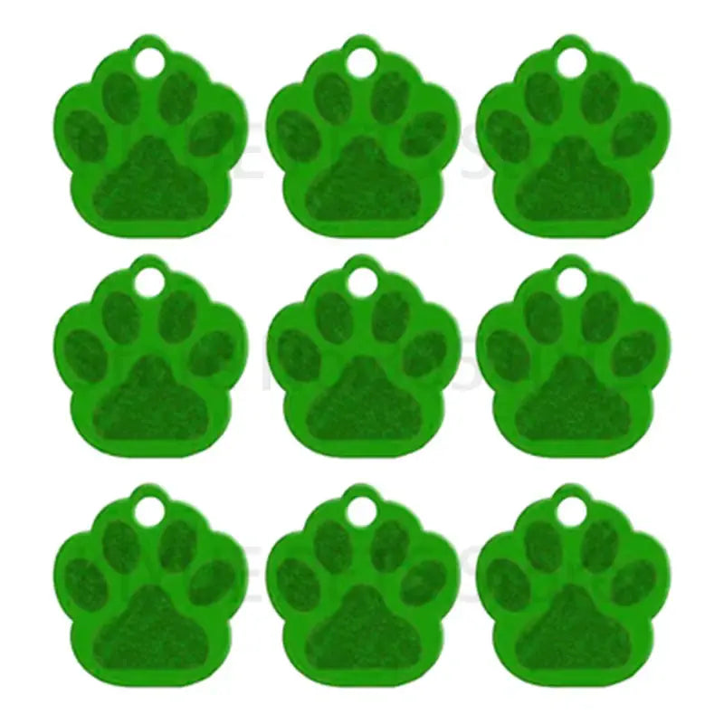 Puppy Paw 35 mm Metal Tag Keychain. Green