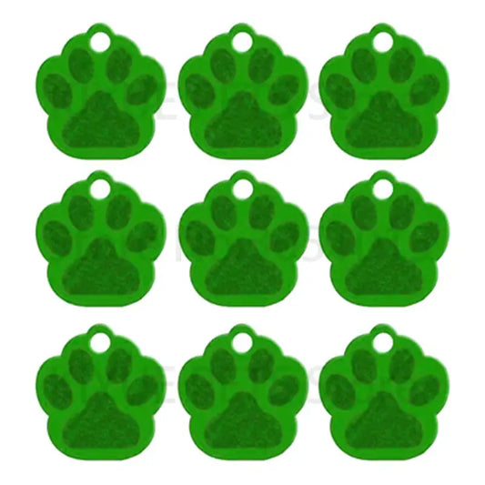 Puppy Paw 28 mm Metal Tag Keychain. Green