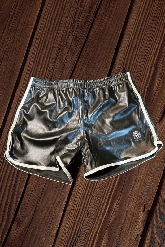 Jett Powern PU Leather 'Jogging' Shorts. Black + White - MSH261 - Y1 - www.maskulo.berlin - Local store