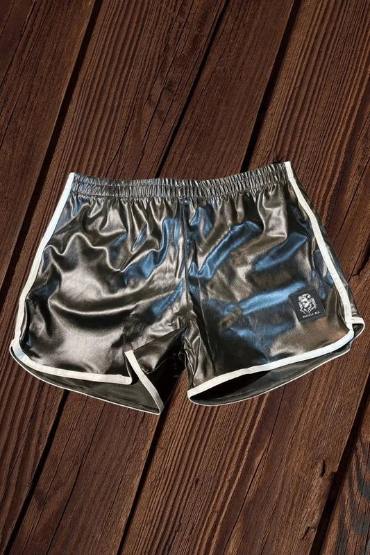 Jett Powern PU Leather 'Jogging' Shorts. Black + White - NSH261-Y1 - www.maskulo.berlin - Local store