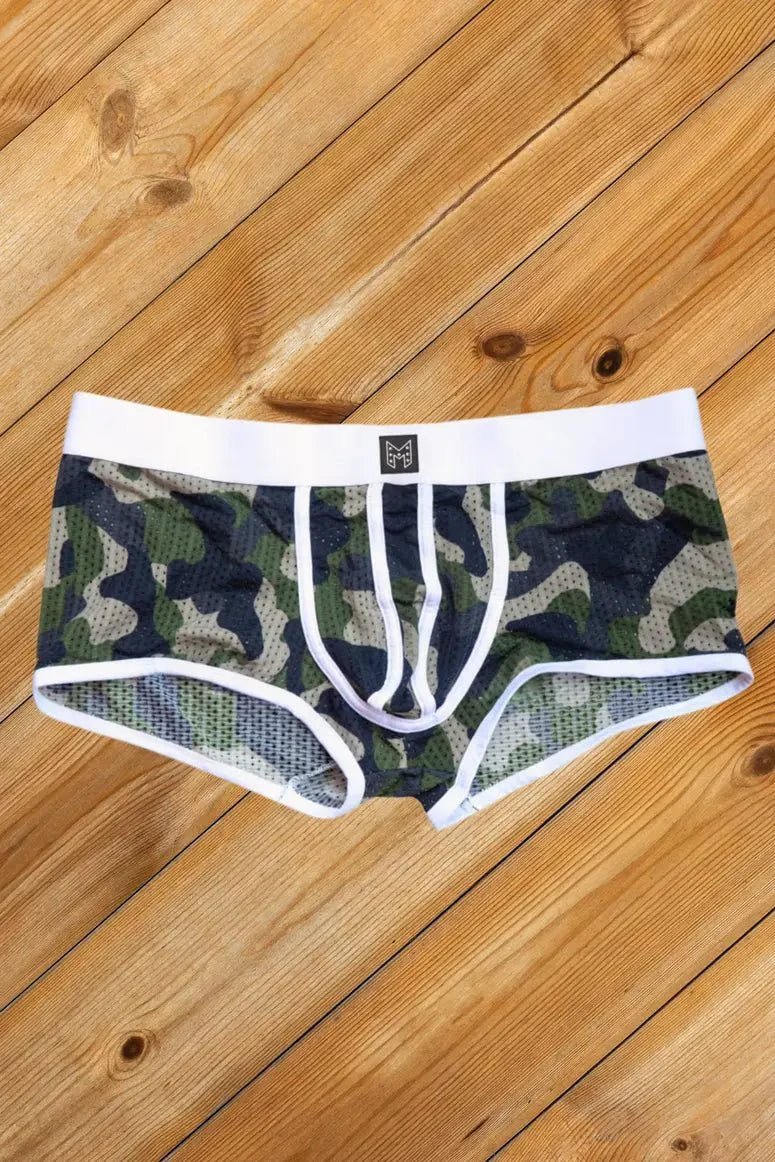 Jim Steelguard Mesh Trunks. Camouflage + White - MTR152-Y1 3 - www.maskulo.berlin Local City Store