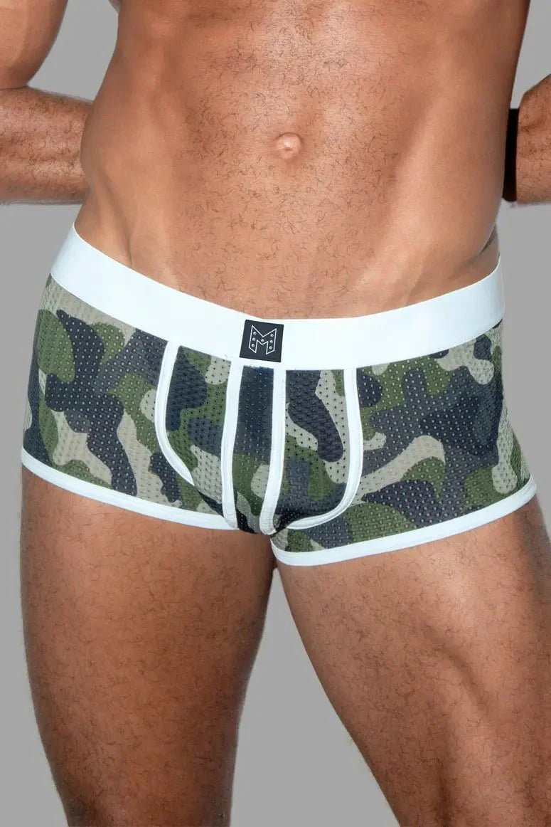 Jim Steelguard Mesh Trunks. Camouflage + White - MTR152-Y1 1 - www.maskulo.berlin Local City Store