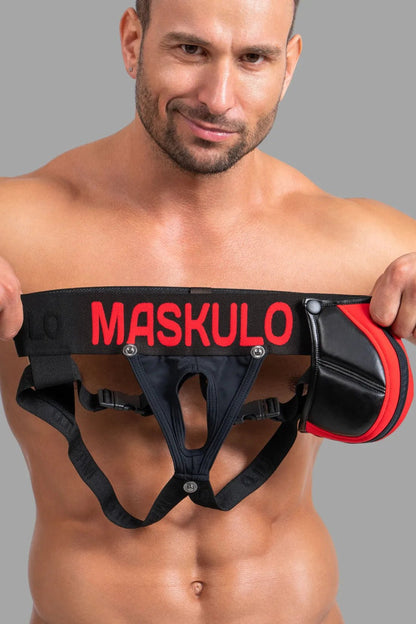 Jock 'Big Bulge' with Plastic Fasteners. Black+Red - MJS142 - Y1 - www.maskulo.berlin - Local store