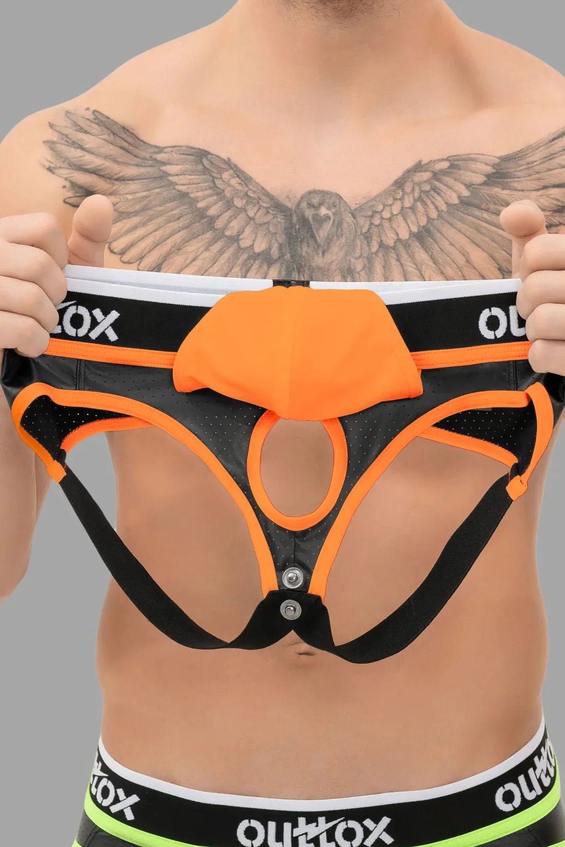 Jock With Snap Codpiece. Black And Orange - XJS103-Y1 3 - www.maskulo.berlin Local City Store