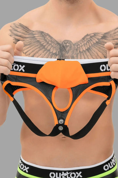 Jock With Snap Codpiece. Black And Orange - XJS103-Y1 3 - www.maskulo.berlin Local City Store
