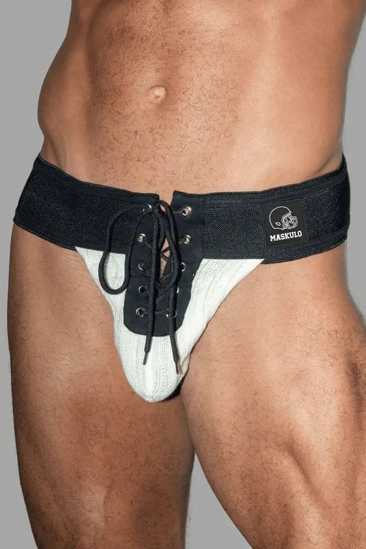 Ken Gridd-Iron, American Football Jockstrap. Black + White - MJS187-Y1 - www.maskulo.berlin - Local store
