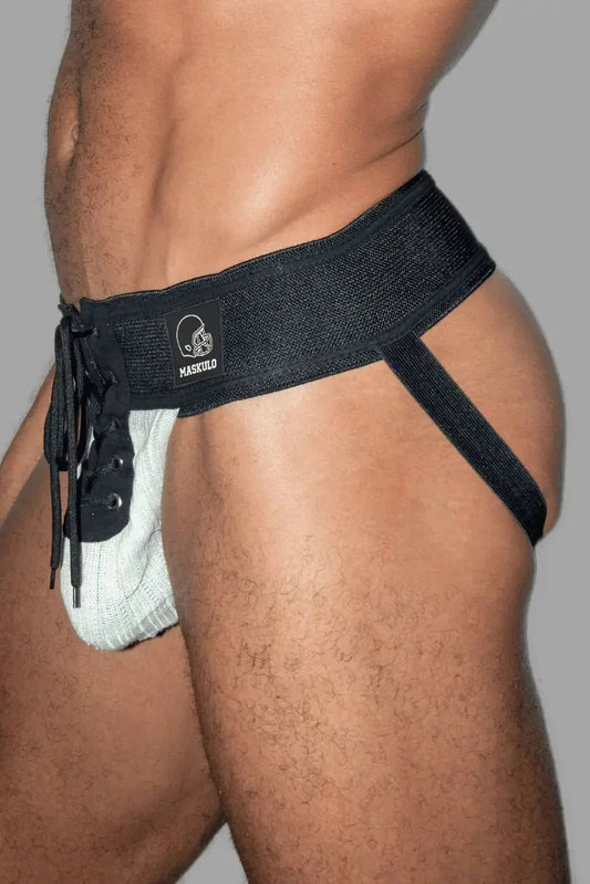 Ken Gridd-Iron, American Football Jockstrap. Black + White - MJS187-Y1 - www.maskulo.berlin - Local store