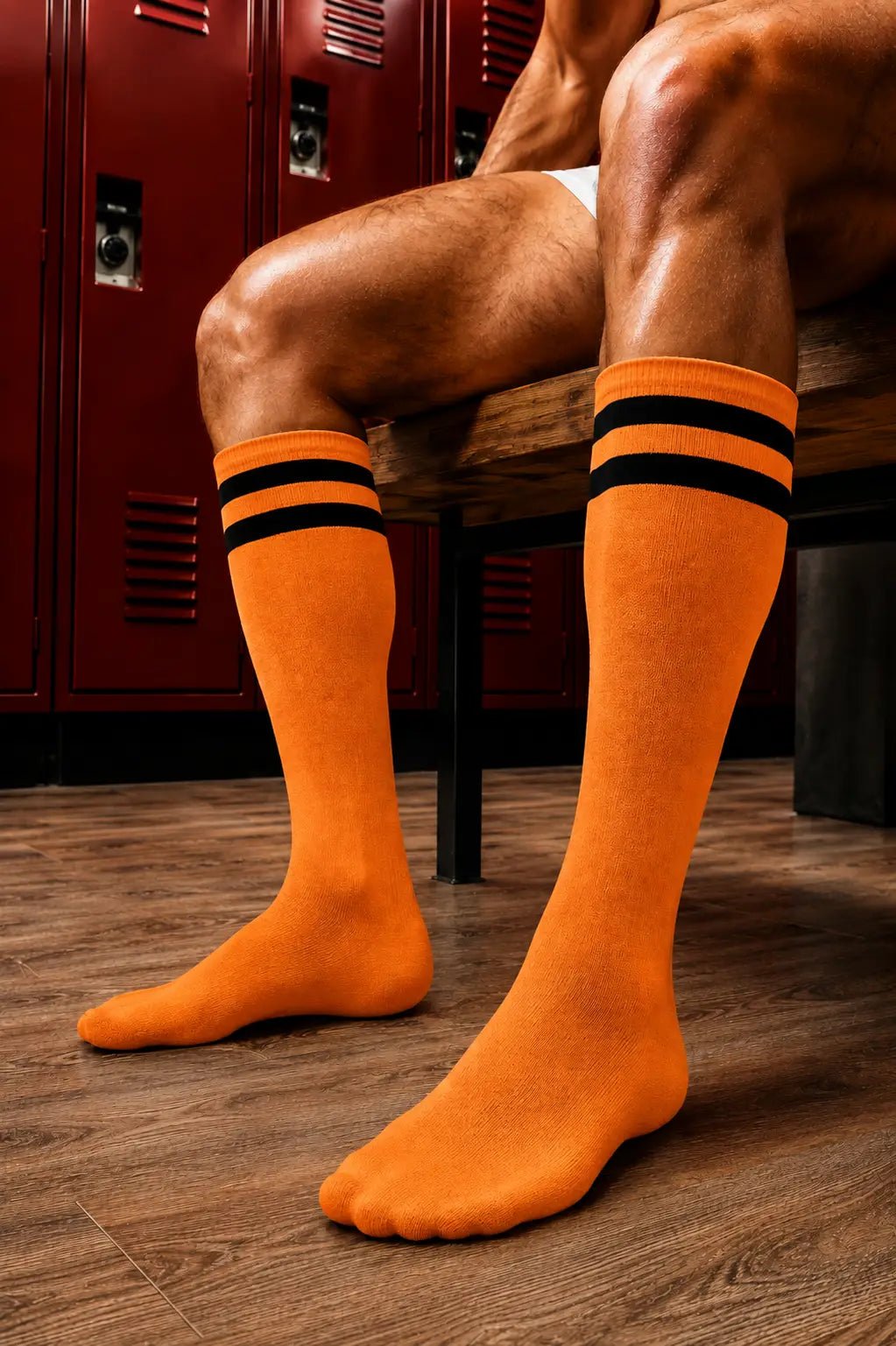 Long Socks. Orange + 2 Black Stripes - NSC318-YX 1 - www.maskulo.berlin Local City Store