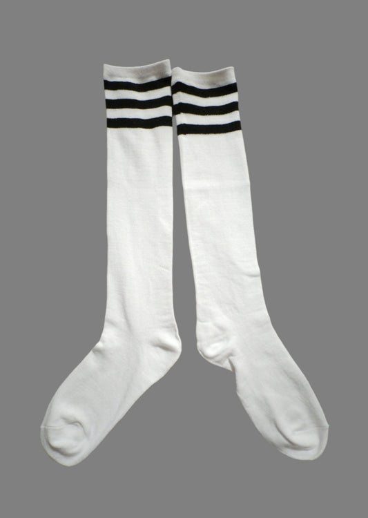 Long Socks. White + Black Stripes - MSC124 - YX - www.maskulo.berlin - Local store
