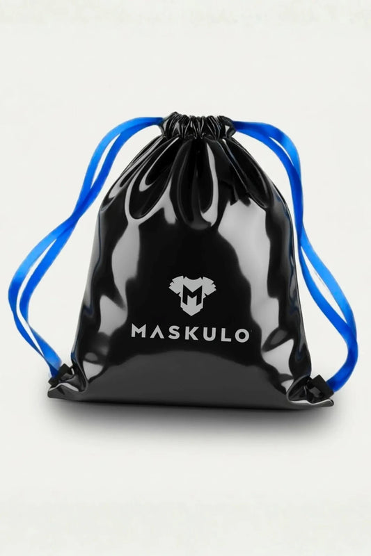 Maskulo Gift. Black Vinyl Shoulder Bag. Blue String - MBG117-YX - www.maskulo.berlin - Local store