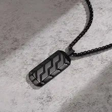 Matte Black Dog Tag Necklace - NQ1497-YX - www.maskulo.berlin - Local store