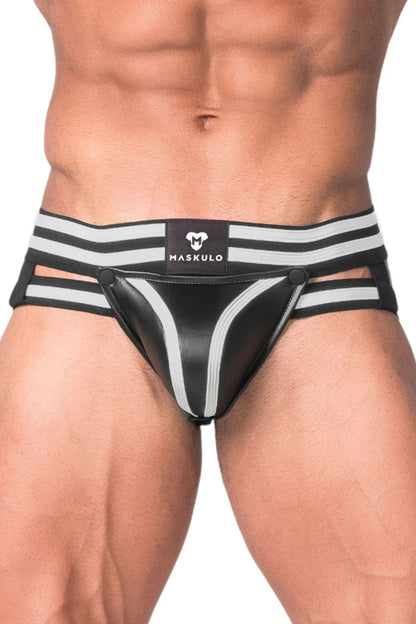 Men's Fetish Jock. Codpiece. Black and White Neon - MJS124 - Y5 - www.maskulo.berlin - Local store