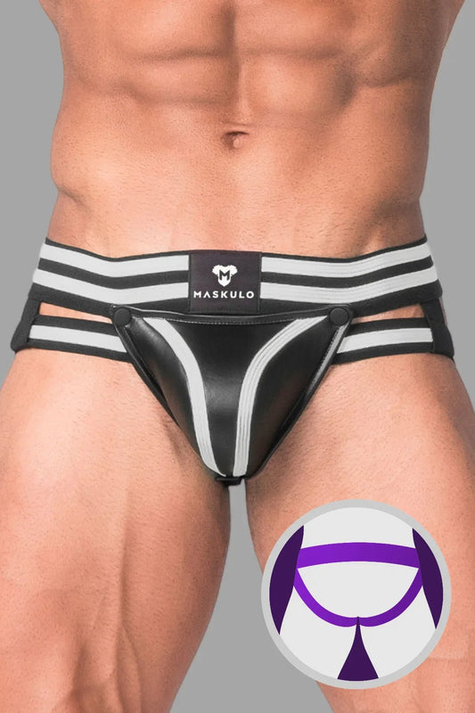 Men's Fetish Jock. Codpiece. Black and White Neon - MJS124 - Y5 - www.maskulo.berlin - Local store
