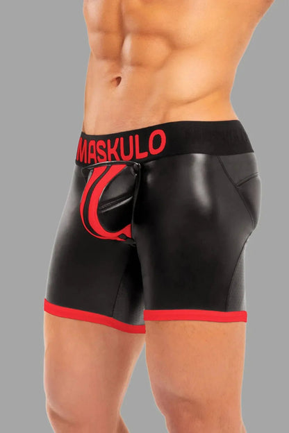 Men's Shorts with Pads. Zippered rear. Black and Red - MSH113 - Y5 - www.maskulo.berlin - Local store