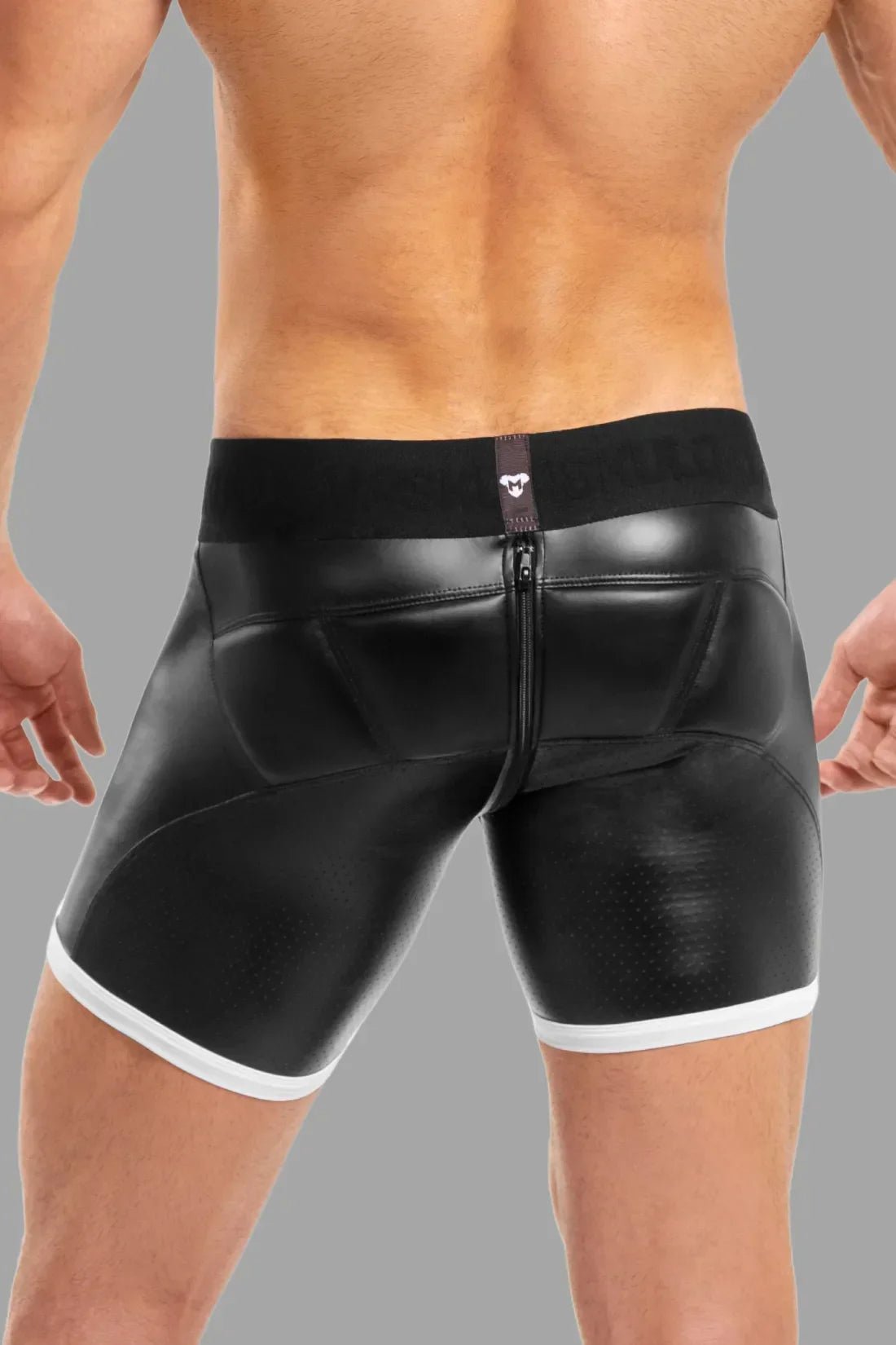 Men's Shorts With Pads. Zippered Rear. Black And White - MSH114-Y1 - www.maskulo.berlin - Local store