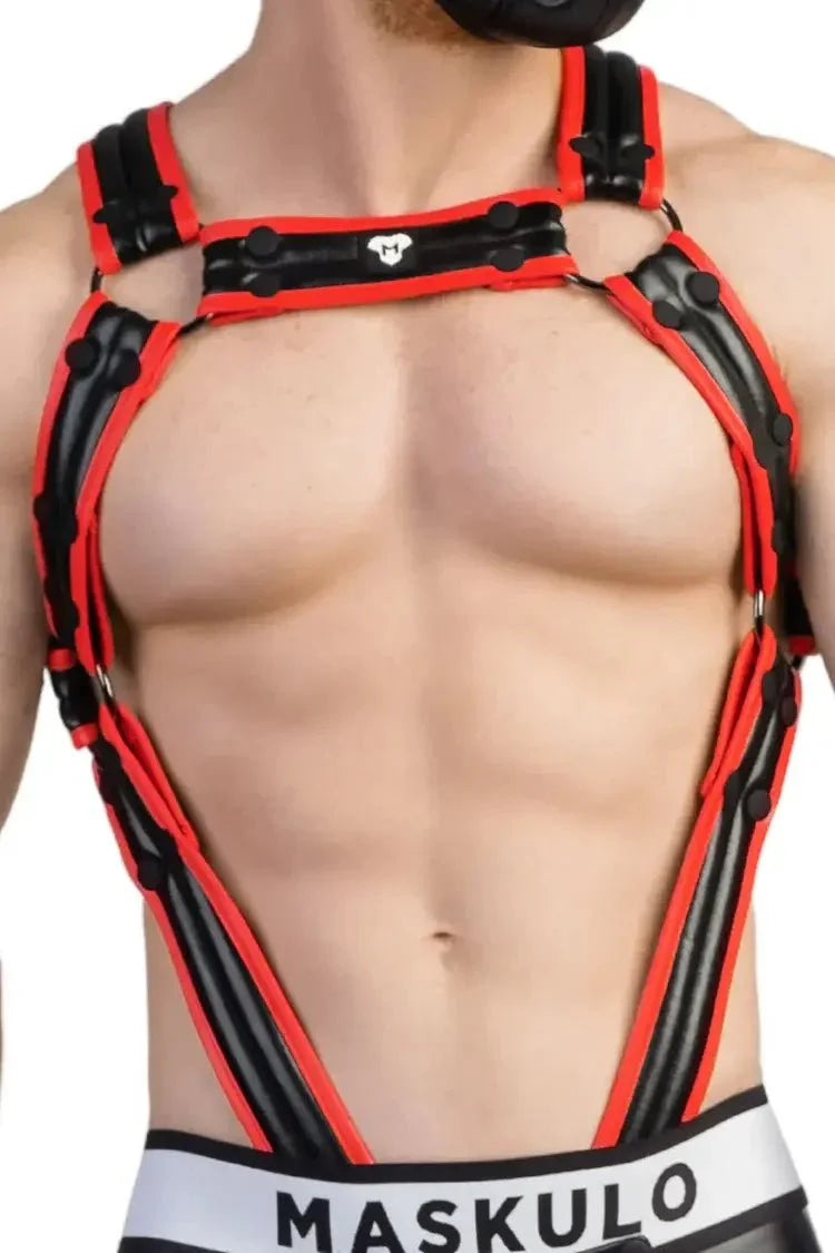 Armored Next. Body Harness. Black and Red - Maskulo - MHR109 - Y4 - Maskulo Global (EU) Store