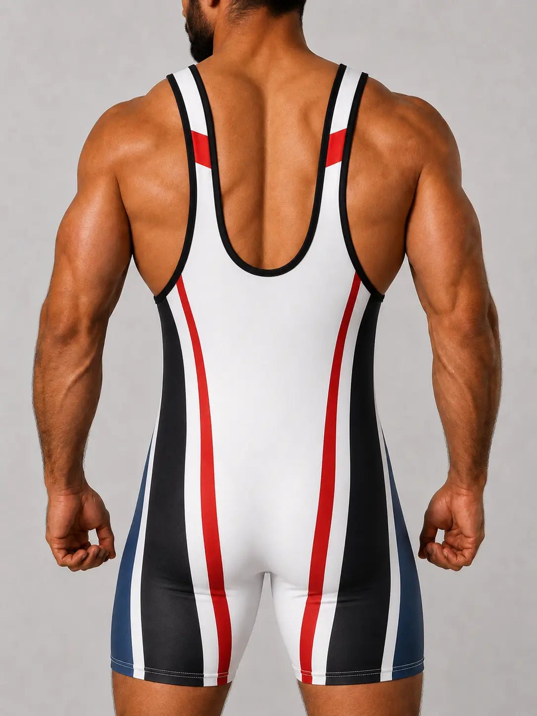 Mid-Cut Wrestling Singlet '23'. White - NSG335-Y1 2 - www.maskulo.berlin Local City Store
