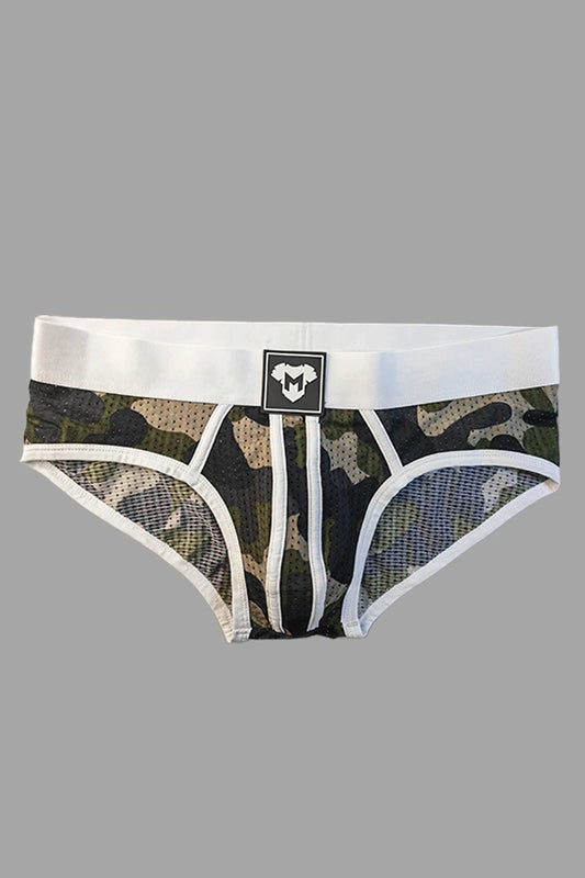 Rook Steelguard mesh briefs. Camouflage + White