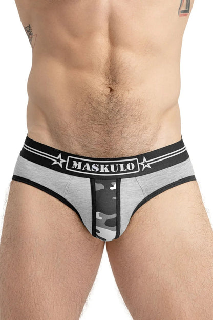 Military Briefs with Lifter. Grey and Black - MBR129 - Y3 - www.maskulo.berlin - Local store