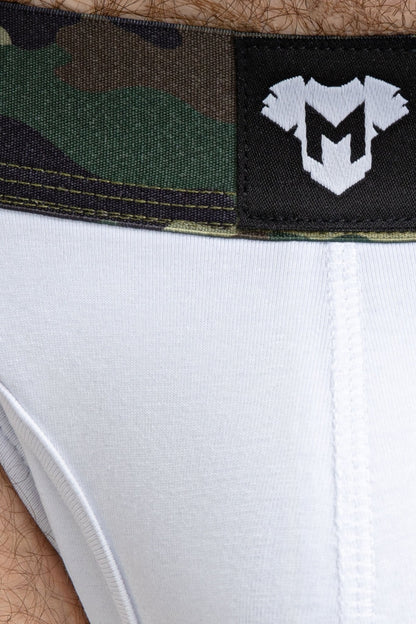 Military Cotton Jock. White+Green 'Camo' - MJS131-Y1 - www.maskulo.berlin - Local store