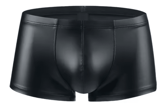 No-Zip Thin PU Leather Trunk Shorts. Black - NSH260-Y1 - www.maskulo.berlin - Local store