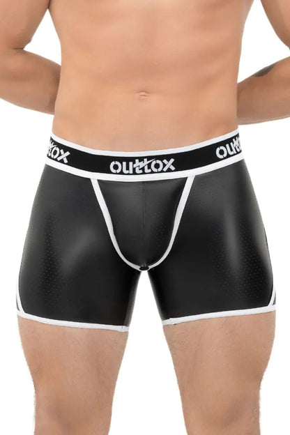 Open Rear Shorts With Snap Codpiece. Black And White - XSH109-Y1 - www.maskulo.berlin - Local store