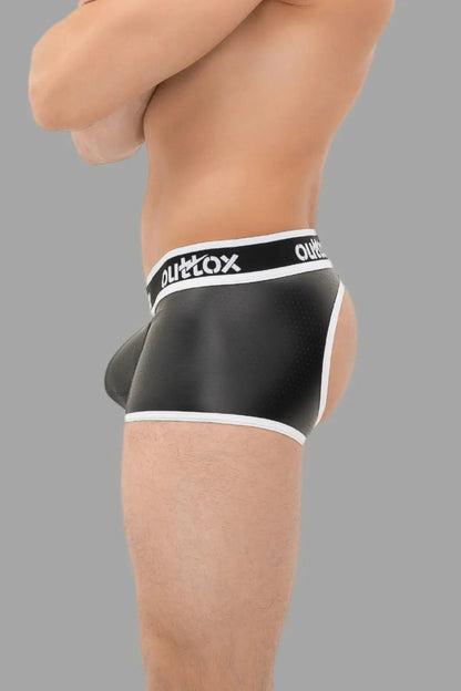Open Rear Trunk Shorts. Snap Codpiece. Black And White - XTR106-Y1 - www.maskulo.berlin - Local store