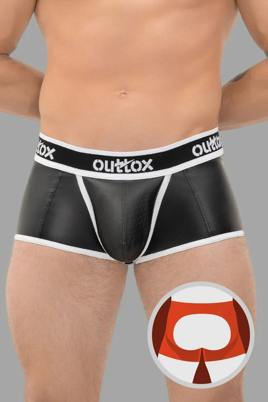Open Rear Trunk Shorts. Snap Codpiece. Black And White - XTR106-Y1 - www.maskulo.berlin - Local store