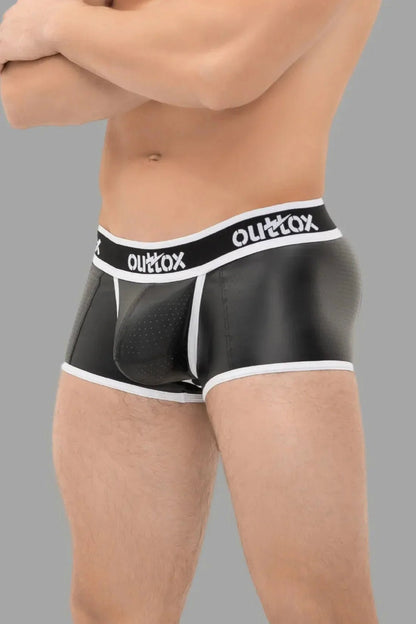 Open Rear Trunk Shorts. Snap Codpiece. Black And White - XTR106-Y1 - www.maskulo.berlin - Local store