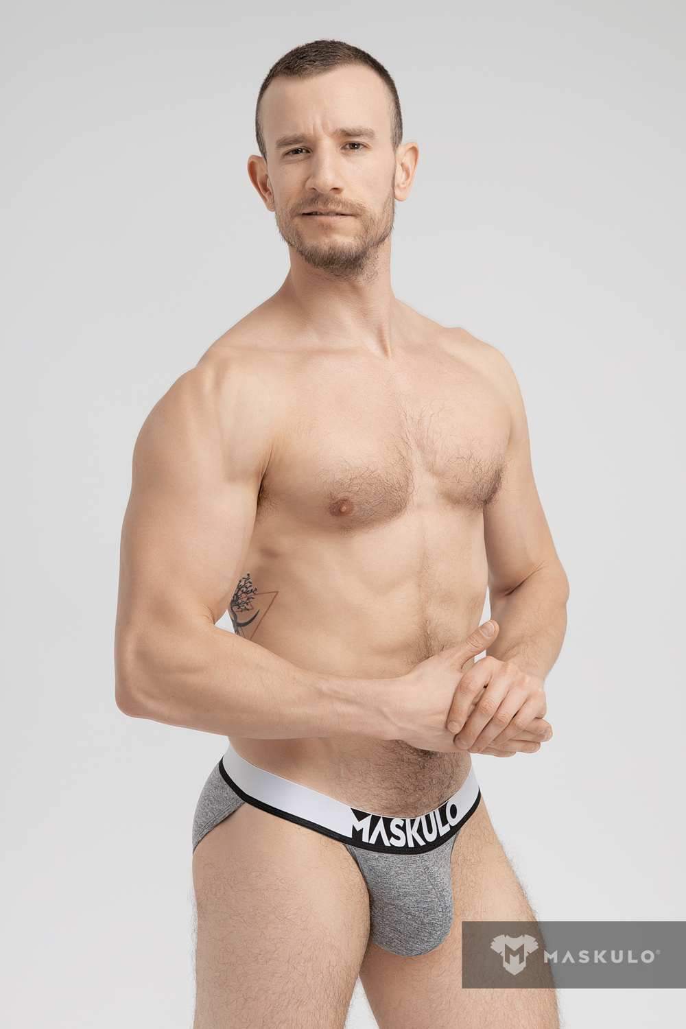 Open Thigh Microfiber Briefs. Grey - MBR127-Y1 - www.maskulo.berlin - Local store