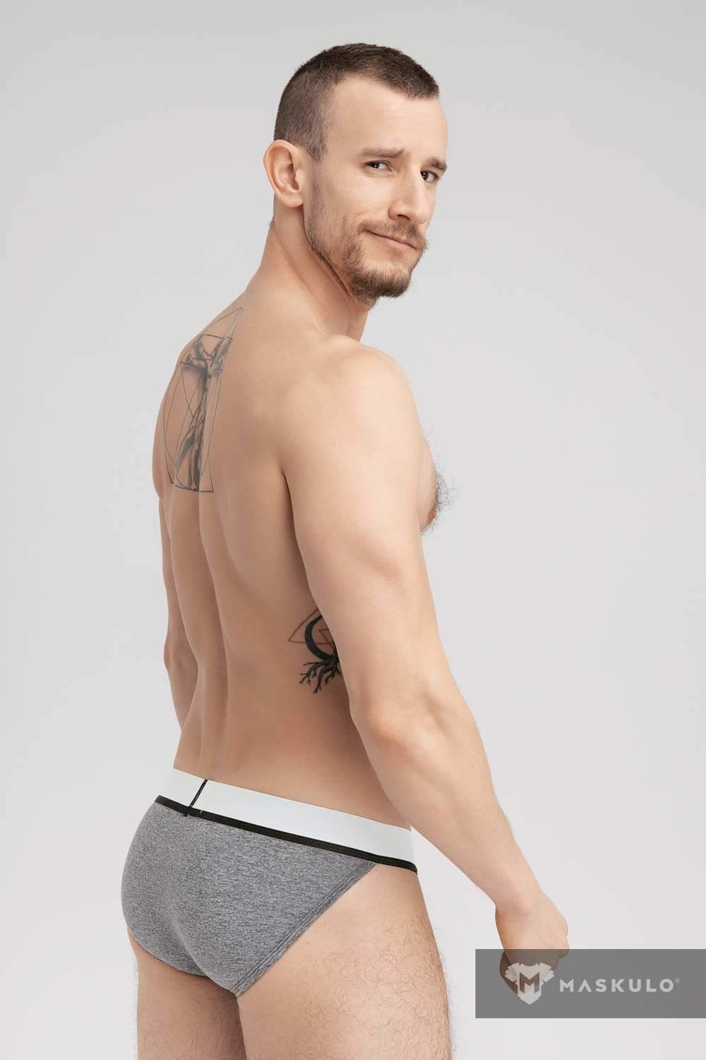 Open Thigh Microfiber Briefs. Grey - MBR127-Y1 - www.maskulo.berlin - Local store