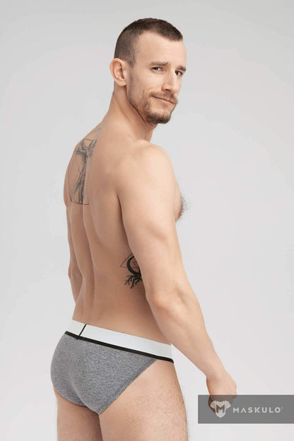 Open Thigh Microfiber Briefs. Grey - MBR127-Y1 - www.maskulo.berlin - Local store