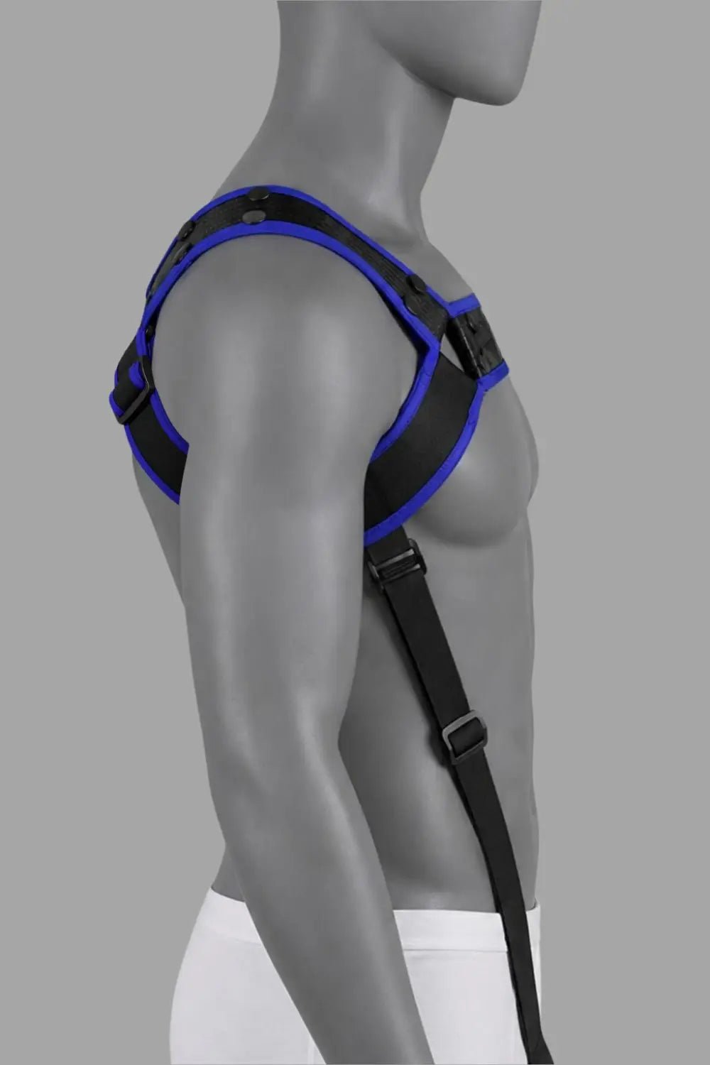 Outtox by Maskulo. Body Harness with Snaps. Black and Blue - XHR123-Y1 4 - www.maskulo.berlin Local City Store
