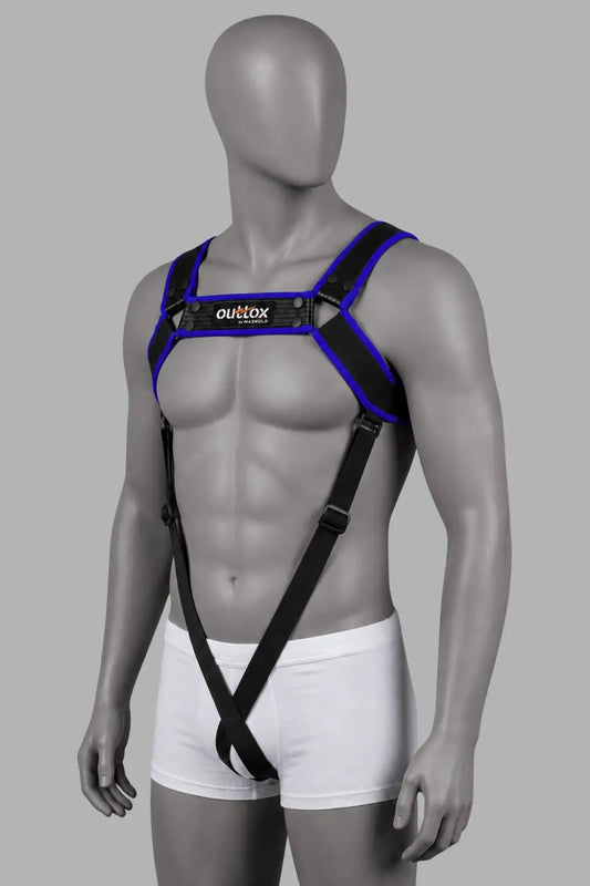 Outtox by Maskulo. Body Harness with Snaps. Black and Blue - XHR123-Y1 1 - www.maskulo.berlin Local City Store