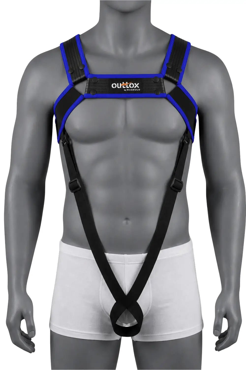 Outtox by Maskulo. Body Harness with Snaps. Black and Blue - XHR123-Y1 7 - www.maskulo.berlin Local City Store