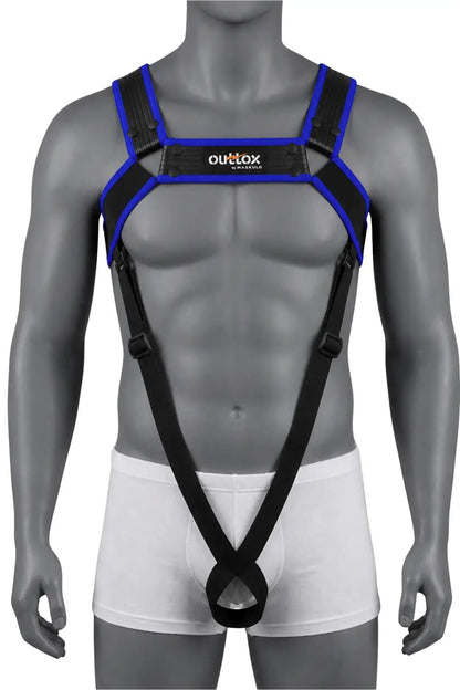 Outtox by Maskulo. Body Harness with Snaps. Black and Blue - XHR123-Y1 7 - www.maskulo.berlin Local City Store