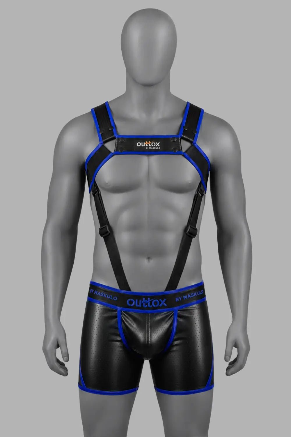 Outtox by Maskulo. Body Harness with Snaps. Black and Blue - XHR123-Y1 3 - www.maskulo.berlin Local City Store