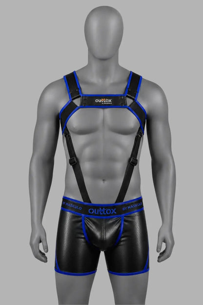 Outtox by Maskulo. Body Harness with Snaps. Black and Blue - XHR123-Y1 3 - www.maskulo.berlin Local City Store