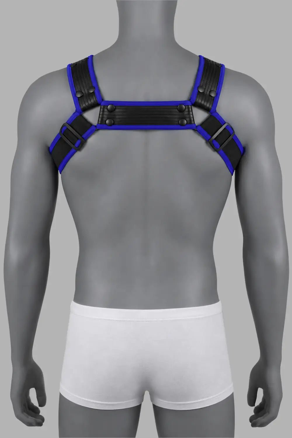 Outtox by Maskulo. Bulldog Harness with Snaps. Black and Blue - XHR122-Y1 5 - www.maskulo.berlin Local City Store