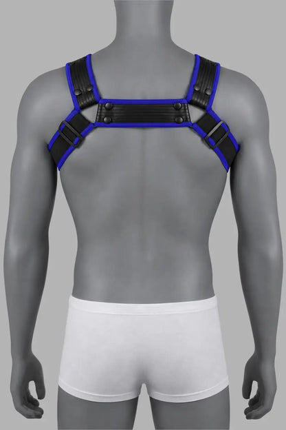 Outtox by Maskulo. Bulldog Harness with Snaps. Black and Blue - XHR122-Y1 5 - www.maskulo.berlin Local City Store