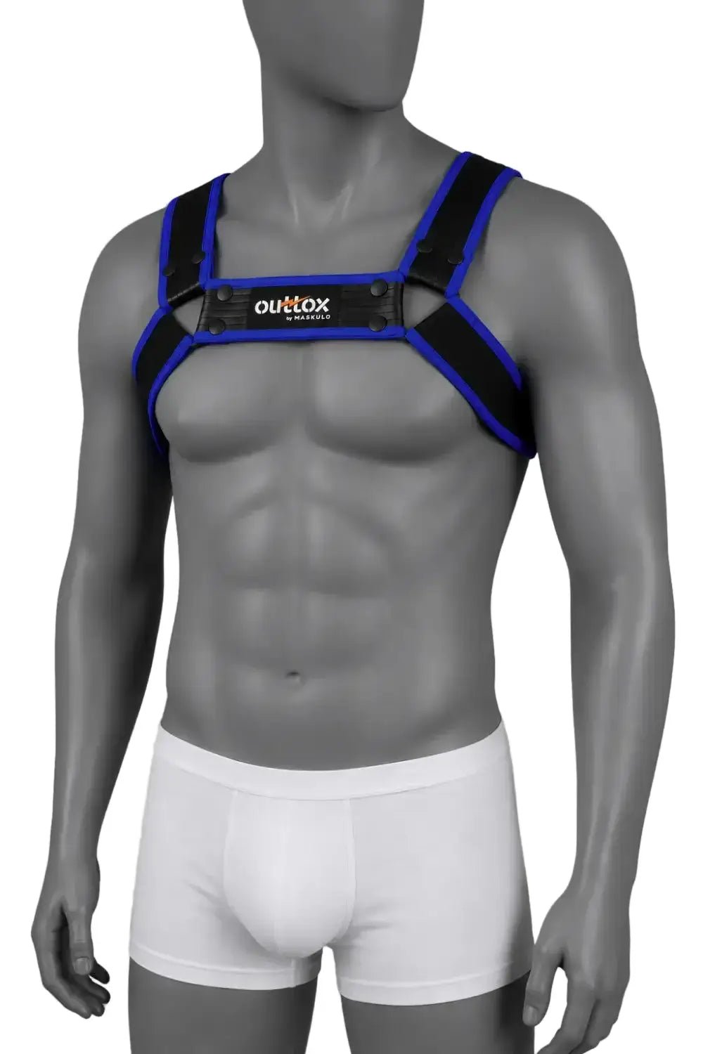 Outtox by Maskulo. Bulldog Harness with Snaps. Black and Blue - XHR122-Y1 7 - www.maskulo.berlin Local City Store