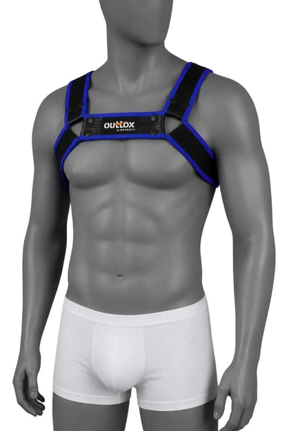 Outtox by Maskulo. Bulldog Harness with Snaps. Black and Blue - XHR122-Y1 7 - www.maskulo.berlin Local City Store