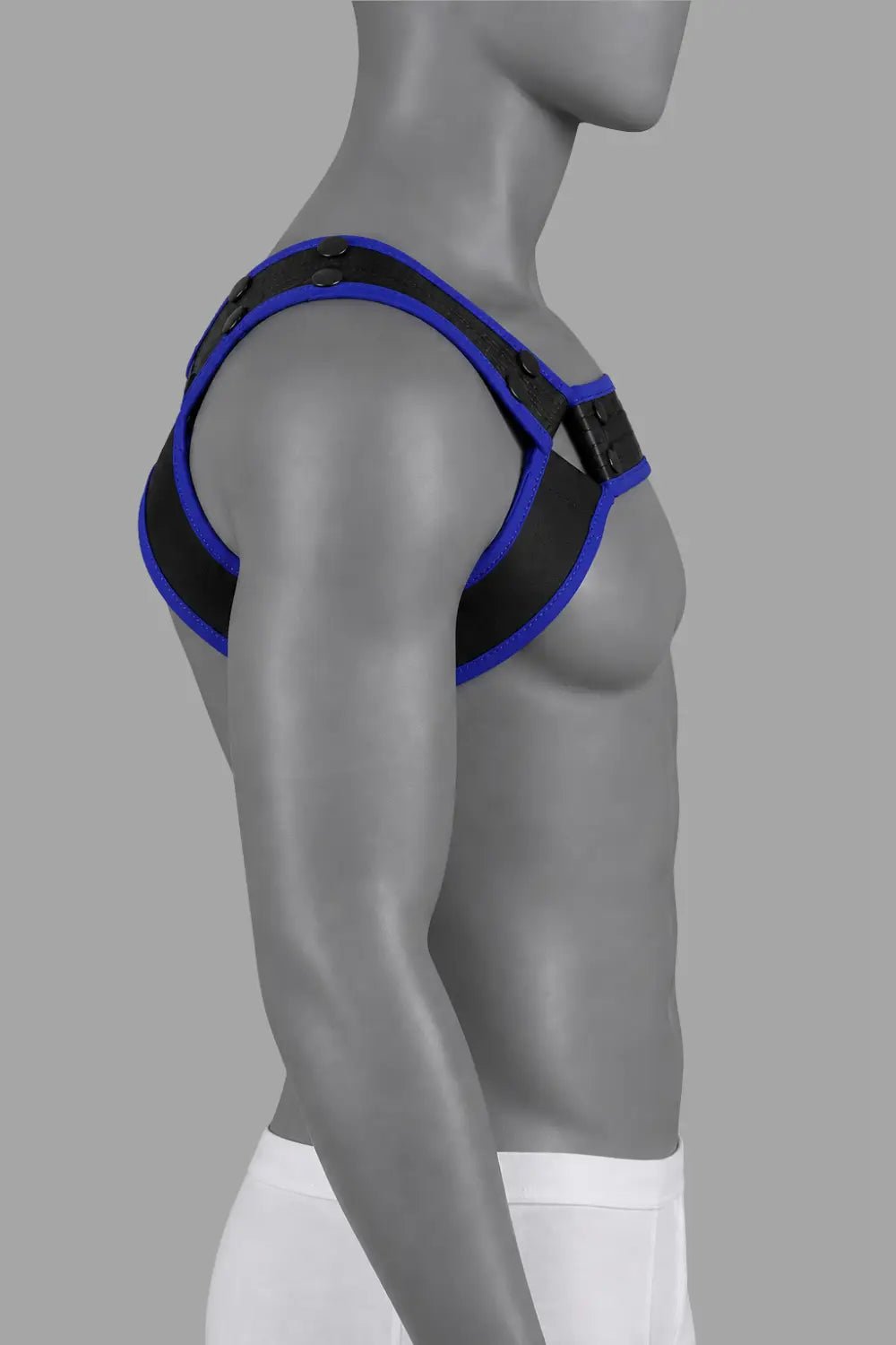 Outtox by Maskulo. Bulldog Harness with Snaps. Black and Blue - XHR122-Y1 4 - www.maskulo.berlin Local City Store