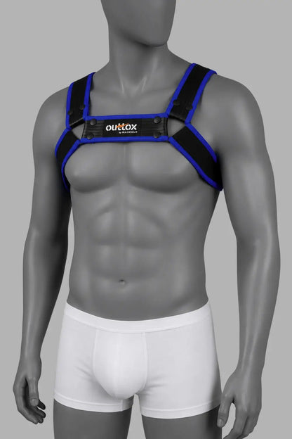 Outtox by Maskulo. Bulldog Harness with Snaps. Black and Blue - XHR122-Y1 2 - www.maskulo.berlin Local City Store